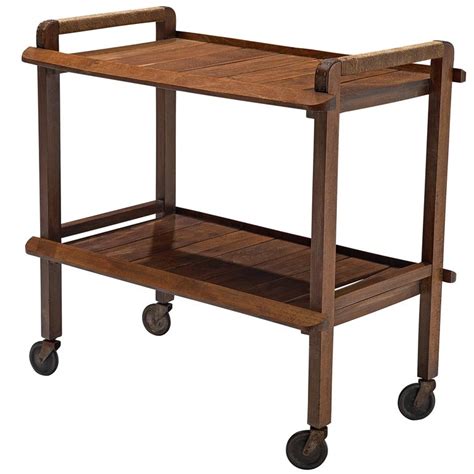 Wooden Midcentury Trolley With Wheels At 1stdibs