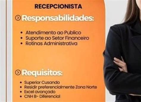 Empresa Seleciona Para Seguintes Vagas Recepcionista Assistente