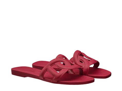 Hermes Aloha Sandal In Rubber With Chaine D Ancre Rose Baie