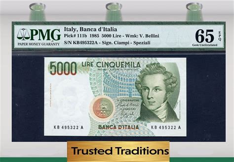 Welt Banknoten Lire Tt Pk B Italy Pmg Epq Gem