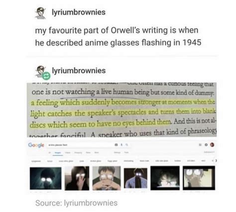 Orwell Describes Anime Glasses In 1945 Rtumblr