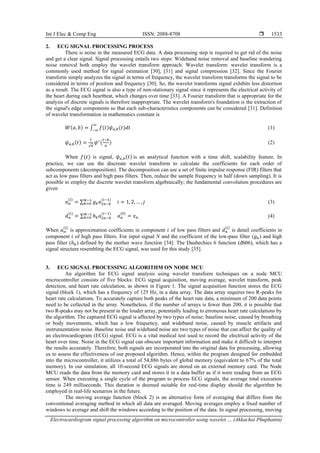 Electrocardiogram Signal Processing Algorithm On Microcontroller Using