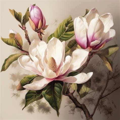 Magnolias Abstract Floral Art Floral Painting Watercolor Flowers