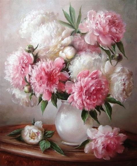 Abstract Flower Painting in Pink and White