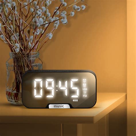 Led Mirror Digital Alarm Clock Big Time Display Table Alarm Clock