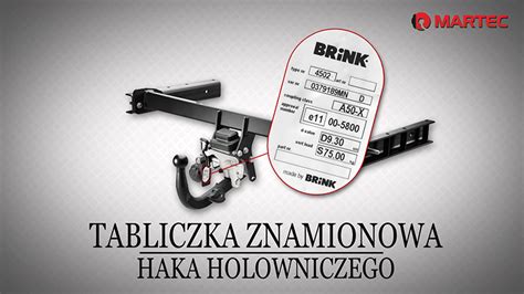 Tabliczka Znamionowa Haka Holowniczego MARTEC Haki Holownicze