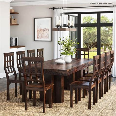 Dallas Ranch Rustic Solid Wood Double Pedestal Dining Table Set