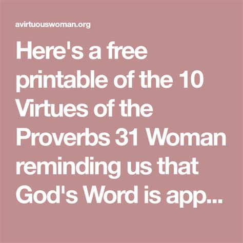 The 10 Virtues Of A Proverbs 31 Woman Free Pdf Proverbs 31 Woman