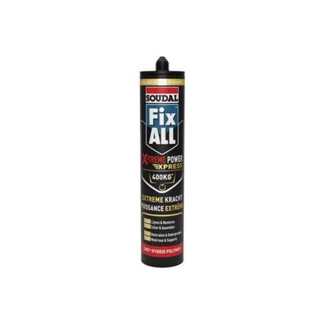 Fix All X Treme Power Express Colle De Montage En Polymère Hybride Soudal 280 Ml Noir