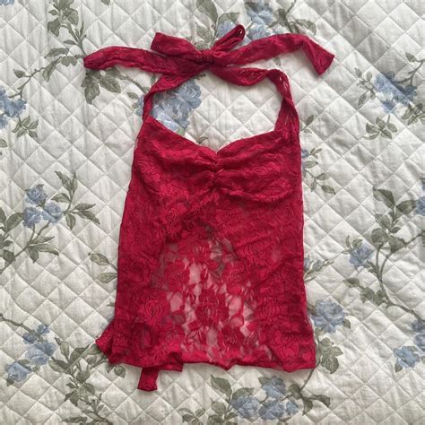 Hot Pink Lace Halter Backless Top Sooo Cute Just Depop