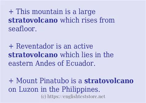 Some in-sentence examples of "stratovolcano" - EnglishTestStore Blog