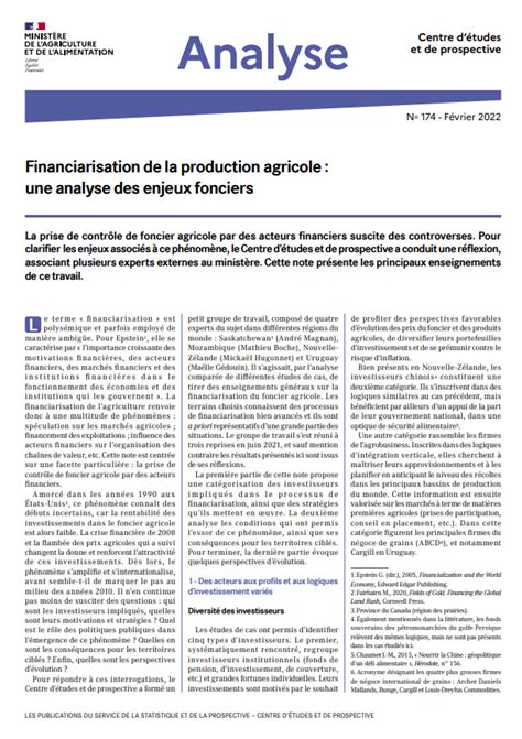 Financiarisation De La Production Agricole Une Analyse Des Enjeux