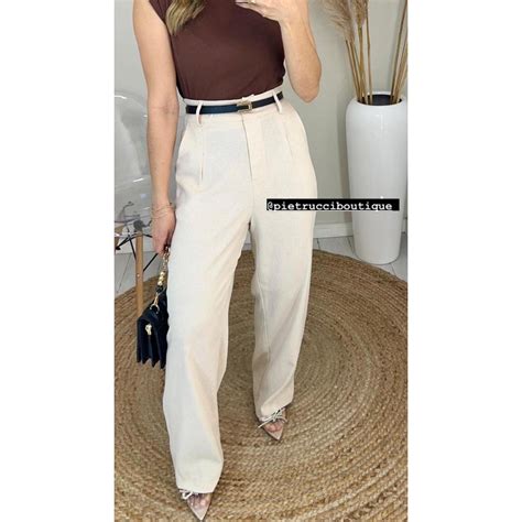 Cal A Pantalona Linho Nude Shopee Brasil