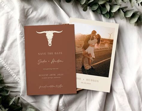 Western Terracotta Save The Date Template Desert Rust Save Our Date