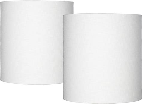 White Tall Linen Medium Drum Lamp Shade 14 Top X 14 Bottom X 15 High Spider Fully Assembled