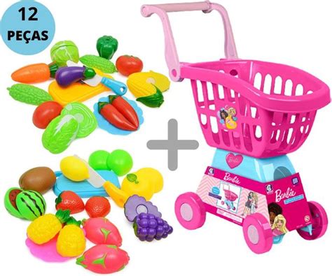 Brinquedo Infantil Mercadinho Hortifruti Carrinho De Compras Barbie