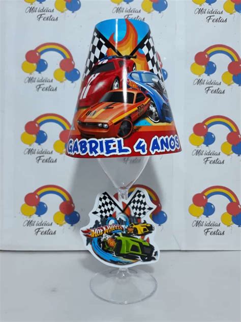 Abajur Taça Centro de Mesa Personalizado Hot Wheels Elo7