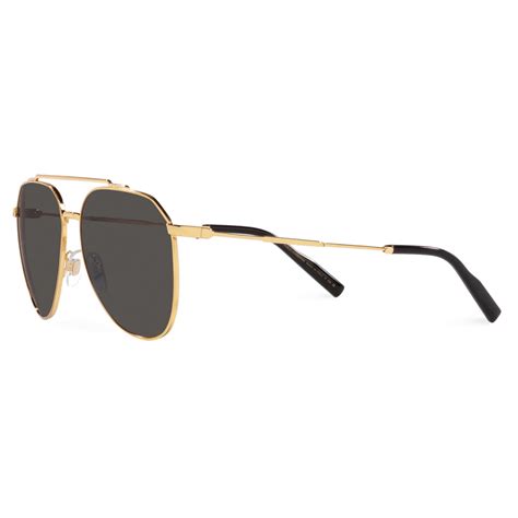 Dolce And Gabbana Diagonal Cut Sunglasses Gold Dark Grey Dolce