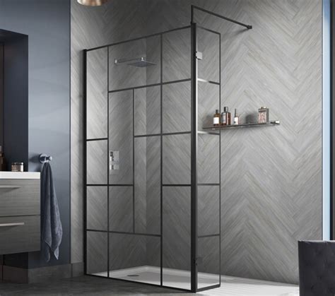 Hudson Reed Abstract 1950mm High Black Frame Wetroom Screen Wrsfb070