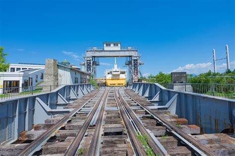 Premium Photo | A train on the tracks of a bridge