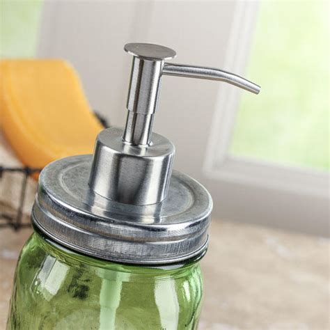 Vintage Inspired Galvanized Lid With Green Mason Jar Dispenser Jars