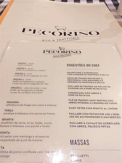 Menu Em Pecorino Bar Trattoria Shopping Ibirapuera Massas Risoto