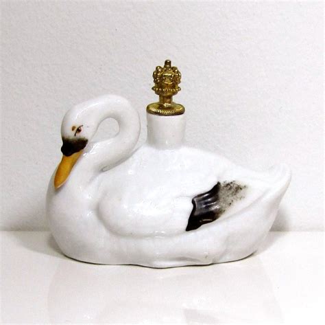 Vintage Art Deco Beautiful Swan German Crown Top Figural Perfume Bottle