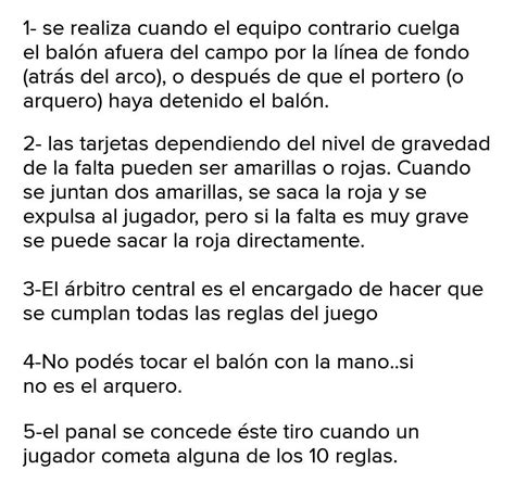 10 Mencione Cinco Reglas Básicas Del Futbol Brainly Lat