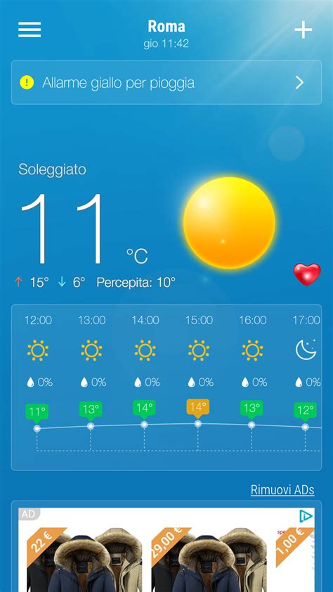 L App Tempo Meteorologico Mostra Le Previsioni Del Tempo Con Mappe