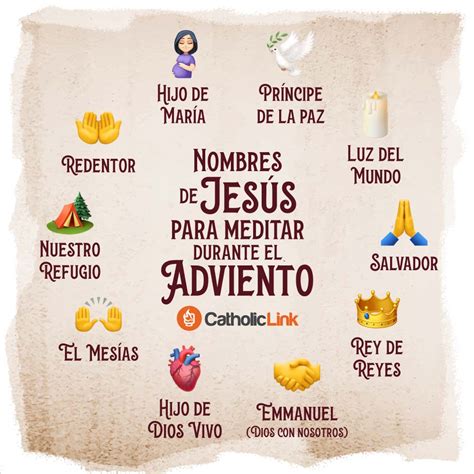 Infograf A Nombres De Jes S Para El Adviento Catholic Link