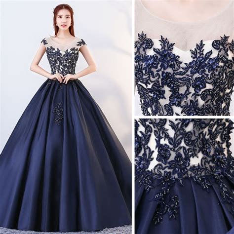 Vintage Originale Bleu Marine Quinceañera Robe De Bal 2018 Robe Boule