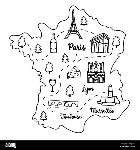 outline map france major cities main