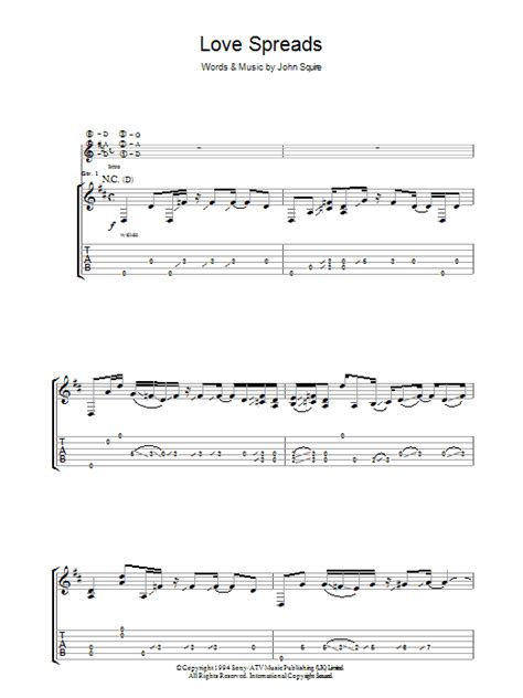 Love Spreads By The Stone Roses Sheet Music For Guitar Tab At Sheet Music Direct