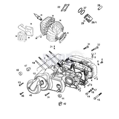 Exploded Drawing Crankcase Cylinder Tomos Flexer Jmpb Parts