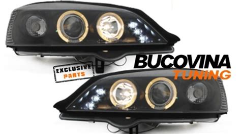 FARURI ANGEL EYES LED COMPATIBILE CU OPEL ASTRA G 98 04 FUNDAL NEGRU