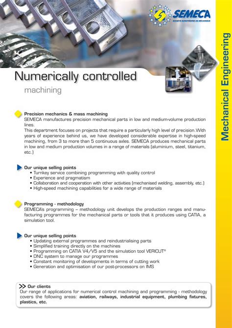 PDF Fiche semeca usinage à commande numérique Vang V1 Fiche semeca