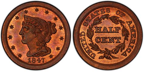 C Restrike Rb Proof Braided Hair Half Cent Pcgs Coinfacts