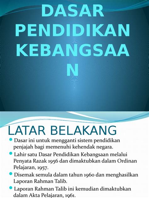 Dasar Pendidikan Kebangsaan Pdf