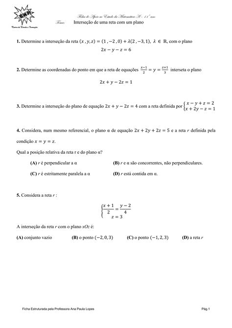 Interseção De Uma Reta Com Um Plano Pdf