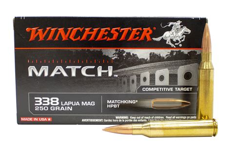 Winchester 338 Lapua Mag 250 Gr Hpbt Sierra Matchking 20box