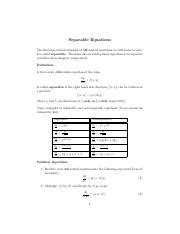 Solving Separable Equations: Examples and Solution Algorithm | Course Hero