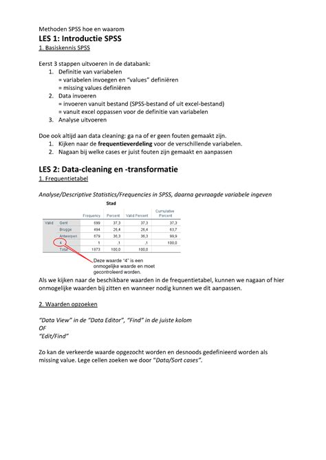 Samenvatting Get Methoden Spss Hoe En Waarom Les Introductie Spss