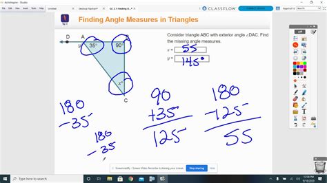 Geometry Edgenuity Finding Unknown Angle Measures Youtube