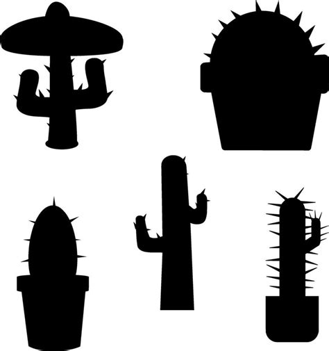 Cactus Silhouette Vector On White Background Vector Art At