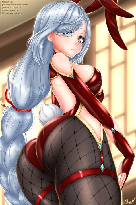 Shenhe Genshin Bunny S Booty V3 Red Bunnysuit By PileN Hentai Foundry