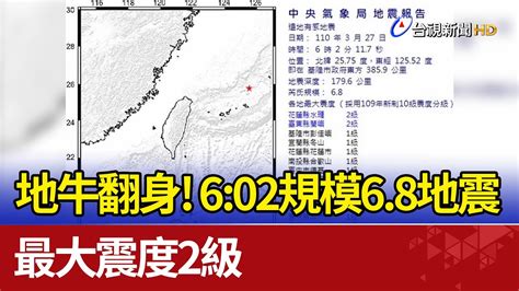 地牛翻身！602規模68地震 最大震度2級 Youtube