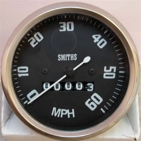 SMITHS RÉPLIQUE COMPTEUR De Vitesse Royal Enfield Moto 0 60 MPH Noir