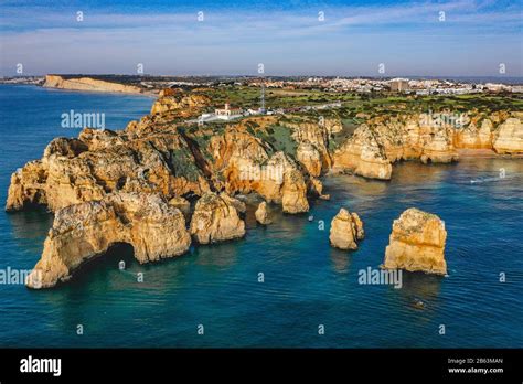 aerial view  ponta da piedade  algarve  portugal stock photo alamy