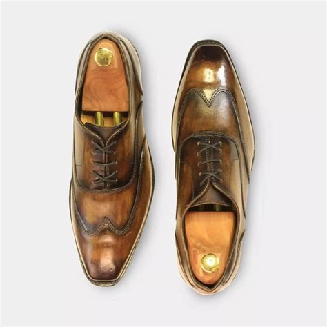 Male Party Wear Tan Taw Metallic Copper Tan Patina Oxford Leather