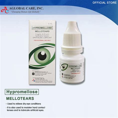 hypromellose eye drops ( Mellotears) 3mg/ml ( 0.3%) 5ml ( Generic of ...